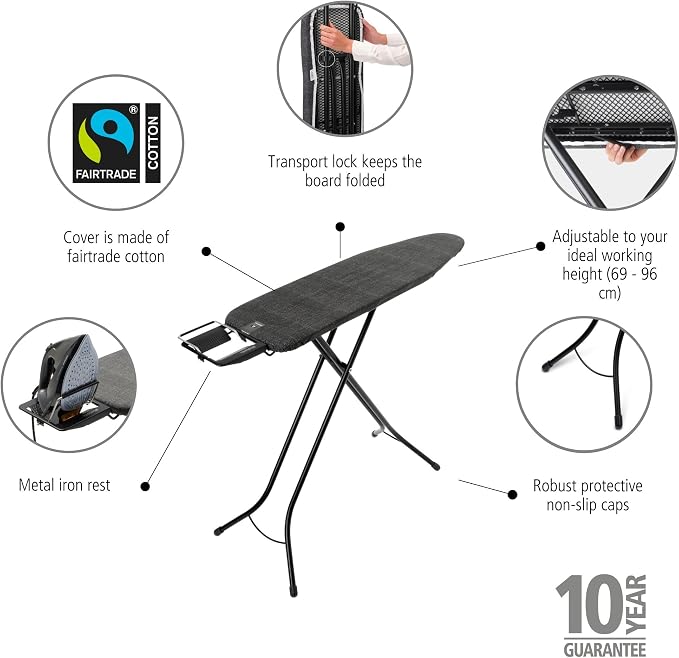 Brabantia Size A Compact Small Ironing Board 7 Height Options, Adjustable Steam - Image 3