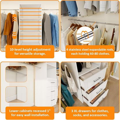 Closet System, 5FT-8FT Closet Organizer System - Image 5