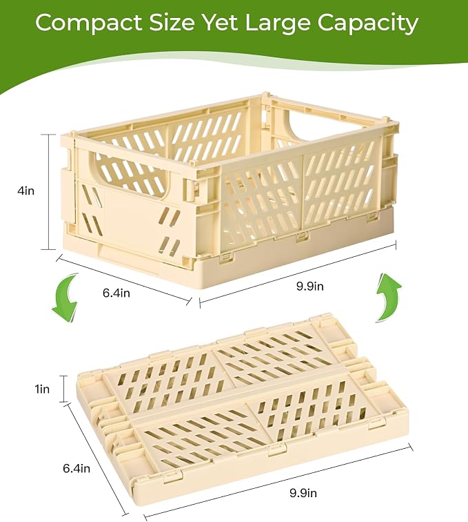 2-Pack Small Pastel Plastic Storage Baskets, Collapsible Crates - Image 3