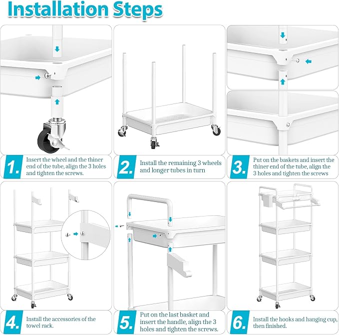 SPACEKEEPER Rolling Storage Cart, 4-Tier Bathroom Organizer Utility Cart - Image 7