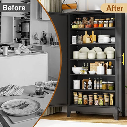 79" Black Metal Storage Cabinet - Image 6