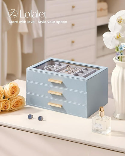 Lolalet Jewelry Box Organizer, 3-Layer Jewelry Organizers and Storage Case - Image 4
