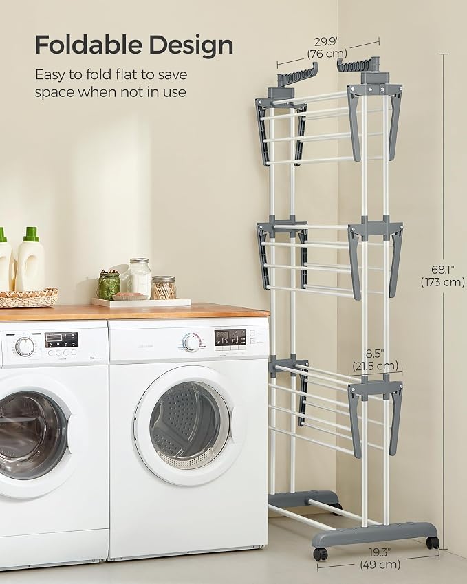 SONGMICS Clothes Drying Rack Stand 4-Tier, Foldable Laundry Drying Rack - Image 7