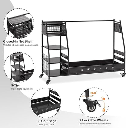 Lauren&Harold Golf Bag Organizer Garage Storage, Golf Storage Rack Stand Fits 2 - Image 4