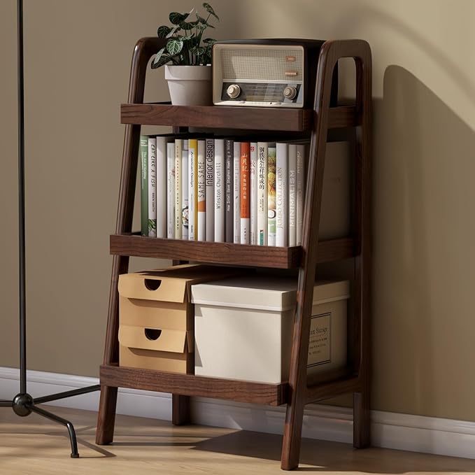 100% Solid Oak 3 Tier Ladder Shelf, Small Bookshelf, Ladder Bookshelf, Bookcase by Vadisun
