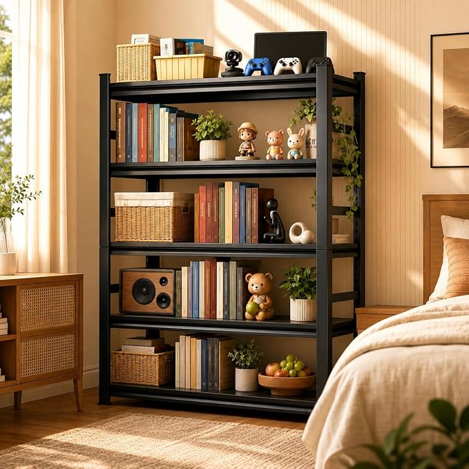 5-Tier Heavy Duty Metal Bookshelf, 2500LBS Adjustable Industrial Bookcase - Image 2