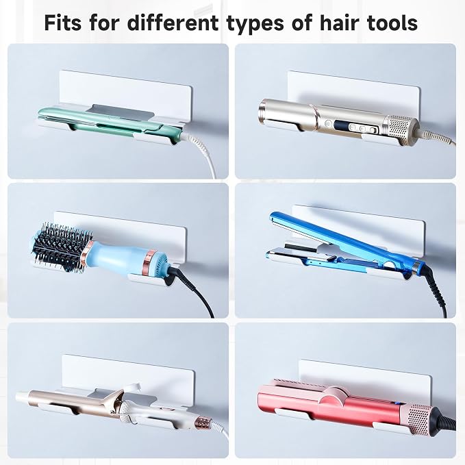 2 PCS Hair Straightener Holder Wall Mount Curling Iron Holder, Hair Dryer - Image 5