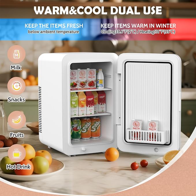 advwin 22L Mini Fridge for Bedroom, 30 Cans Portable Cooler & Warmer Compact - Image 3