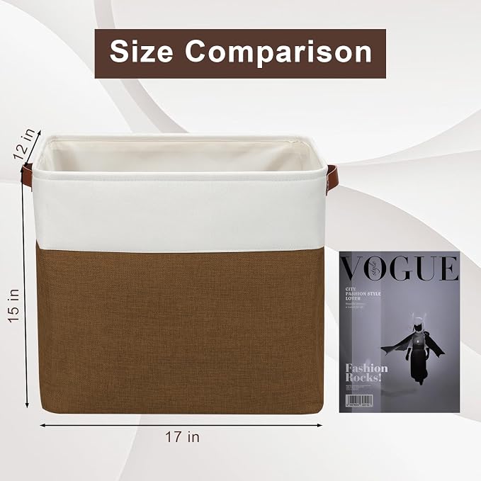 Bagnizer Large Fabric Storage Baskets | 50L Storage Bins, Decorative Linen - Image 3