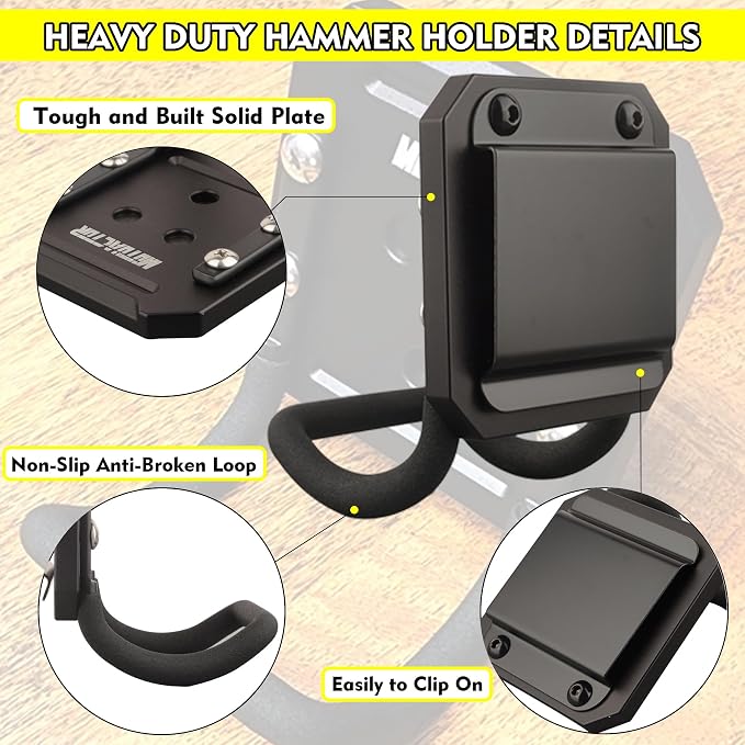 MUTUACTOR Hammer Holder Belt Clip, Non-Slip Tough Tool Clip Drill Holder - Image 8