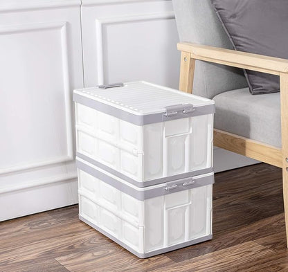 Collapsible Storage Bins with Lids 30L, Folding Plastic Stackable Utility - Image 7