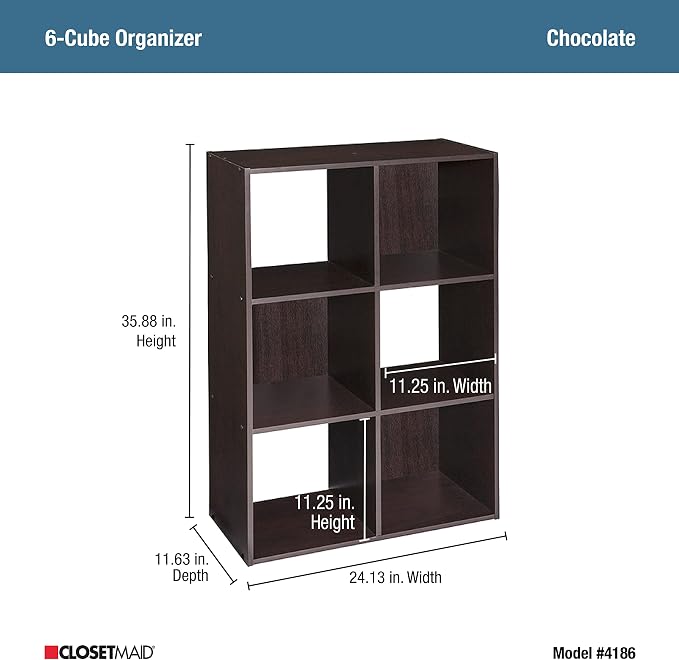 ClosetMaid Cubeicals 6 Cube Storage Shelf Organizer Bookshelf, Vertical or - Image 3