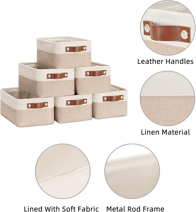 HNZIGE Small Fabric Baskets for Organizing Collapsible Storage Baskets for - Image 5