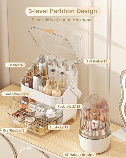 Makeup Organizer, Skincare Holder Bathroom Counter Organizer, Storage Box - Image 3