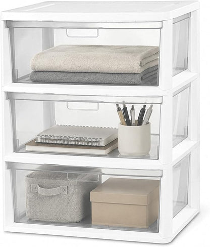 3 Drawer Plastic Storage Tower Clear Chest Organizer | Clear Removable Bins by Unknown