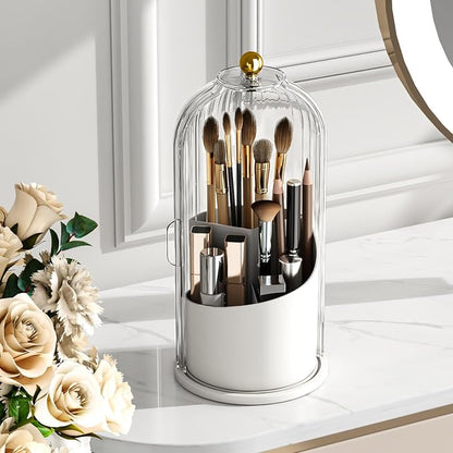 GAXmi Makeup Brush Holder with Lid Cosmetic Tools Organizer 360 Rotating by GAXmi
