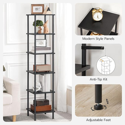 HOOBRO 6-Tier Corner Shelf, Corner Square Rack Display Shelf, Tall Storage Rack - Image 5