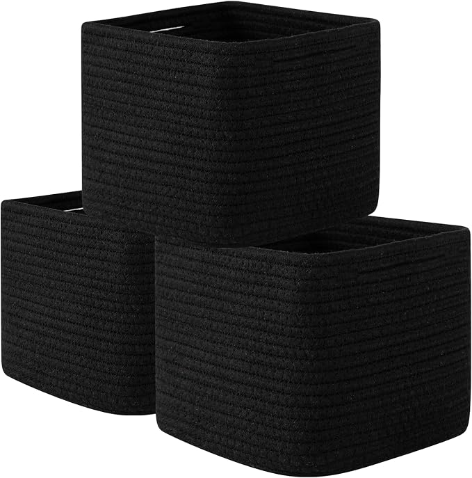 OIAHOMY 9”x9”x7” Storage Cubes, Cotton Rope Woven Baskets by MasterofSpaceOptimization