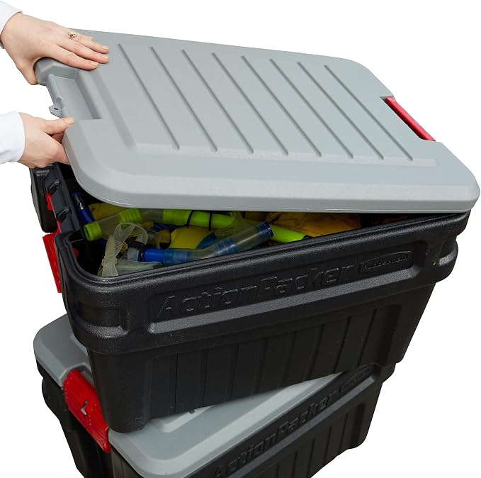 Rubbermaid ActionPacker 24 Gal Lockable Storage Box Pack of 2, Industrial - Image 8