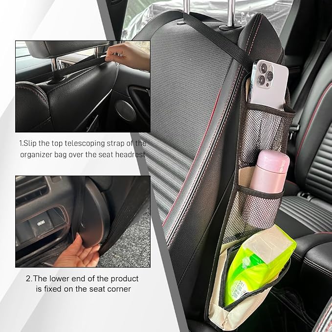 2PCS Car Seat Side Organizer, Seat Side Storage Pocket, Car Multi-Pockets - Image 3