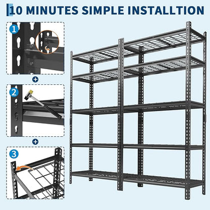 Garage Shelving 2200 LBS Storage Shelves Adjustable Metal Shelving Unit Heavy - Image 7