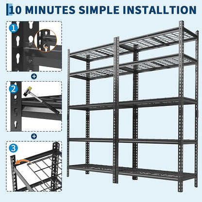 Garage Shelving 2200 LBS Storage Shelves Adjustable Metal Shelving Unit Heavy - Image 7