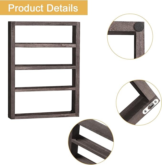 ETELI Essential Oil Storage Rack 4 Tier Wall Mounted Wooden Display Shelf - Image 4
