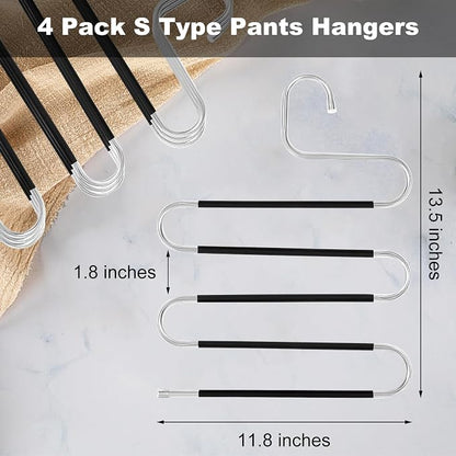 Pants Hangers Space Saving, 4 Pack Stainless Steel Non-Slip Hangers - Image 2