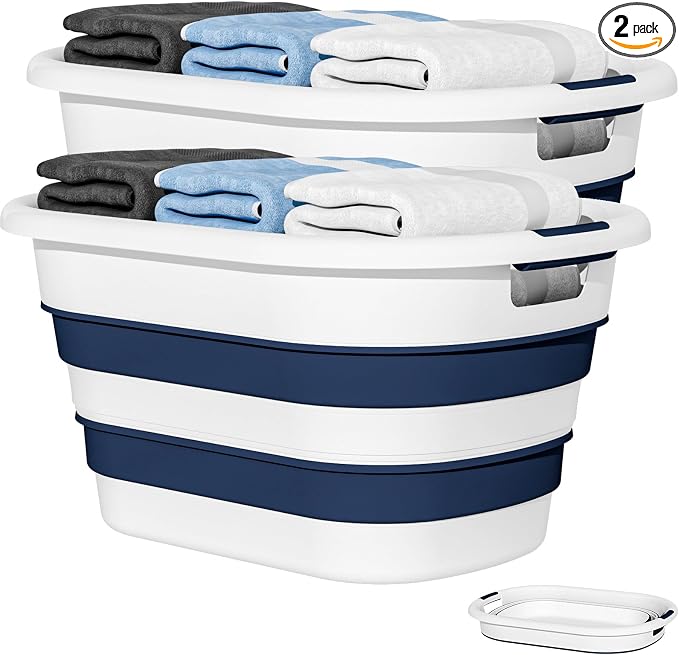 43L Collapsible Laundry Baskets plastic, Pop Up Laundry hamper/Storage Container by OOAMBB