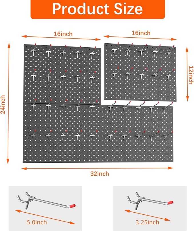 TORACK Metal Pegboard Panels and Hooks - Image 3
