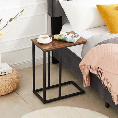 VECELO C Shaped End Side Table for Sofa Couch and Bed Snack TV Tray for Living - Image 9