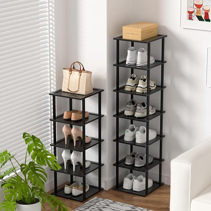 Bamboo Free Standing Shoe Rack Shelf Multi Tier Tall Wooden Stackable Shoes - Image 7