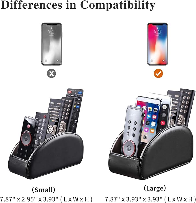YAPISHI Large Leather TV Remote Control Holder Organizer Black - Image 3
