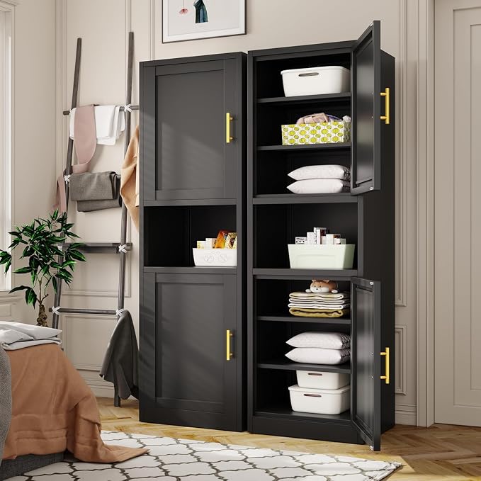 Tall Metal Narrow Bathroom Storage Cabinet 67" H, Tall Black Pantry Cabinets - Image 9