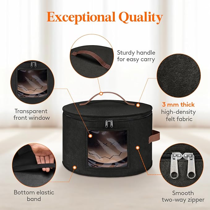 Lifewit Round Cowboy Hat Box for 7 Caps, Large Felt Hat Organizer Bag for Men & - Image 4