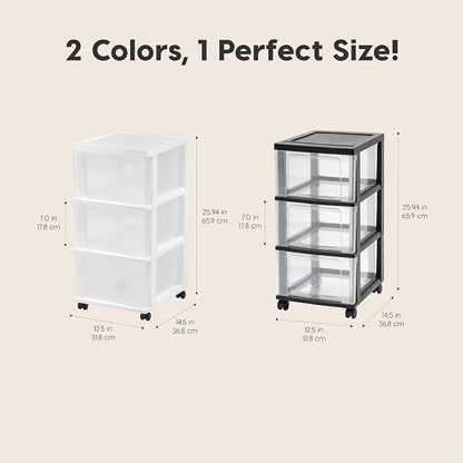 IRIS USA 3-Drawer Slim Narrow Storage Organizer Rolling Cart, school supplies - Image 2