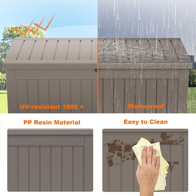 280 Gallon Outdoor Deck Box, Storage Lockable Waterproof Patio Furniture - Image 7