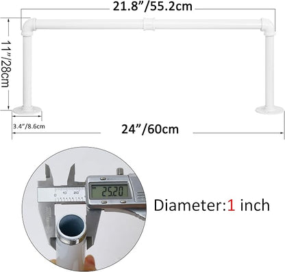 WEBI Clothing Rack Wall Mount White, Heavy Duty Iron Garment Rack Bar, Retail - Image 3