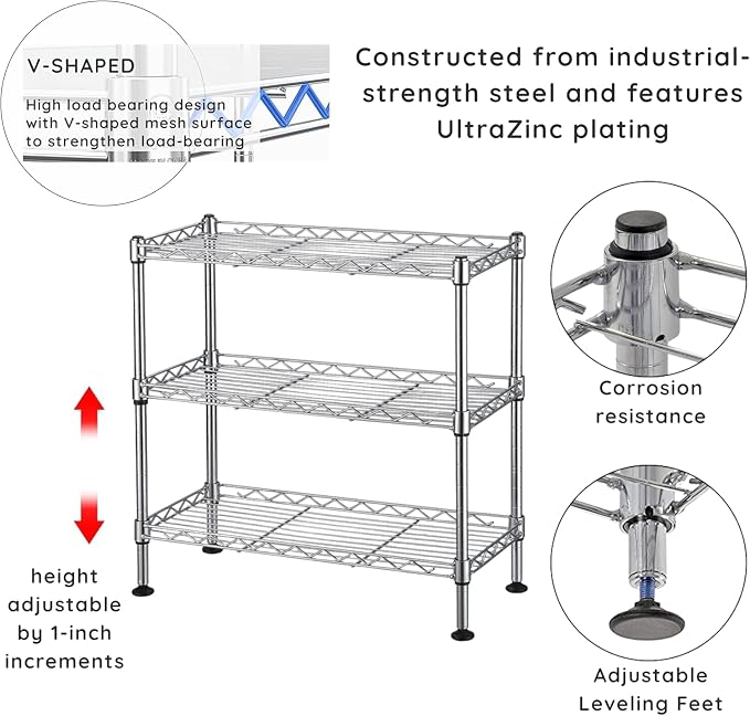 FOXHOLE 3-Tier Steel Metal Storage Rack Wire Shelving - Image 4