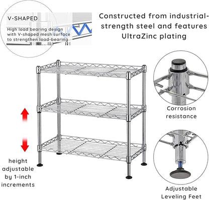 FOXHOLE 3-Tier Steel Metal Storage Rack Wire Shelving - Image 4