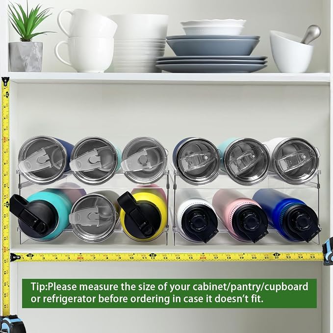 2 Pack Water Bottle Organizer, Stackable Kitchen Pantry Storage Shelf, Plastic - Image 6