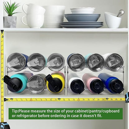 2 Pack Water Bottle Organizer, Stackable Kitchen Pantry Storage Shelf, Plastic - Image 6