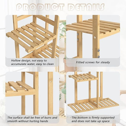 Laiensia Bamboo 5 Tier 6 Potted Plant Stand Rack Multiple Flower Pot Holder - Image 7