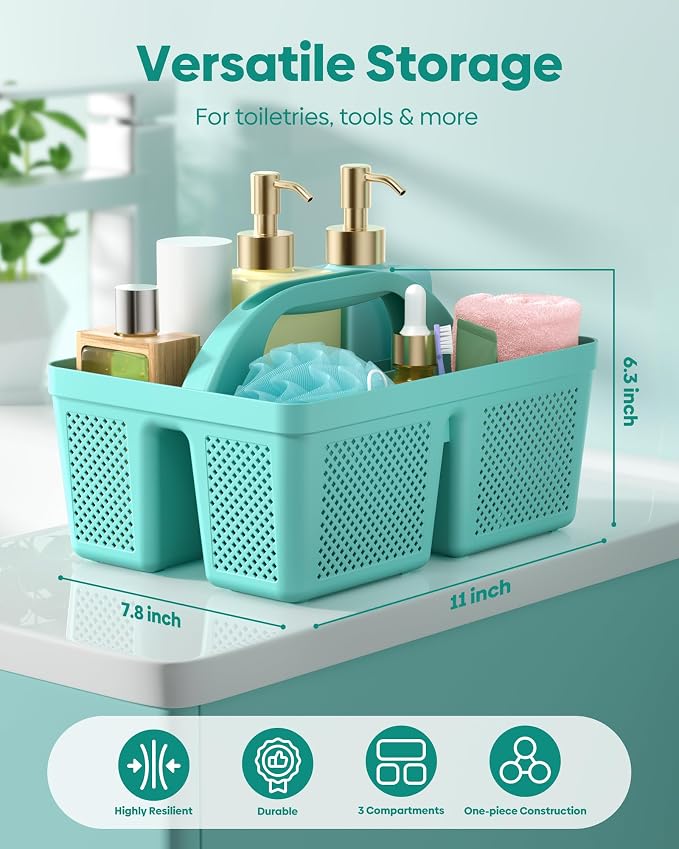 4 Pack Portable Shower Caddy, Integrated Handle, Reinforced Plastic, Organizer - Image 4