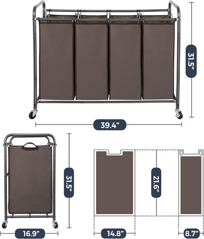 STO STO Laundry Sorter 4 Section, 4 Bag Laundry Hamper, Rolling Laundry Cart - Image 6