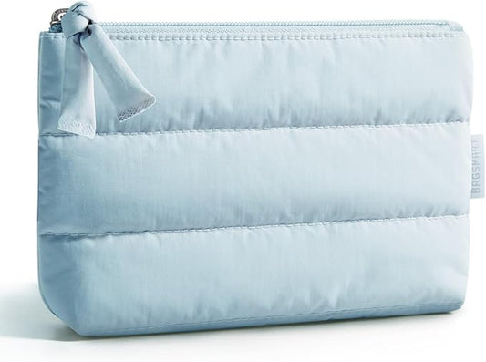 BAGSMART Small Makeup Bag, Machine Washable Puffy Cosmetic Pouch | 1.6" slim by BAGSMART