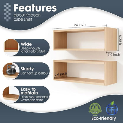 24in Floating Cube Shelves Set of 2, Display Shelves Wall Mount, Decorative - Image 3