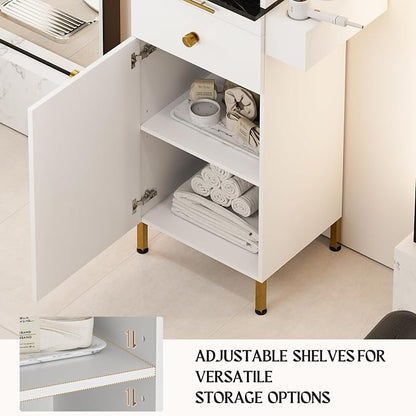 Salon Stations for Hair Stylist, Barber Station w/Glass Shelf & Golden Handles - Image 8