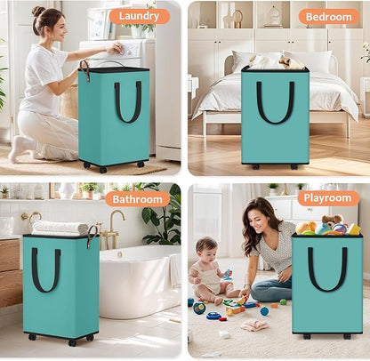 SpaceTrove Laundry Basket with Wheels, Collapsible Laundry Baskets, Laundry - Image 6