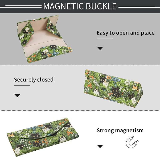 Foldable Glasses Case, Magnetic PU Leahter Sunglasses Case, Cute Hard Shell - Image 5